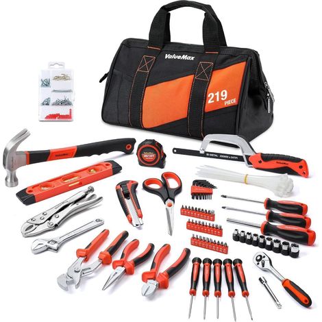 Werkzeugset 219 Teile mit Werkzeugtasche für Haushalt & Heimwerker (1/5)