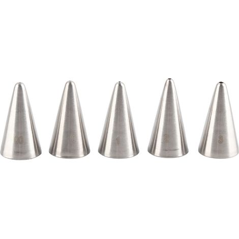 Set mit 5 Spritztüllen aus Edelstahl zum Dekorieren von Kuchen, Cupcakes und Keksen (1/5)