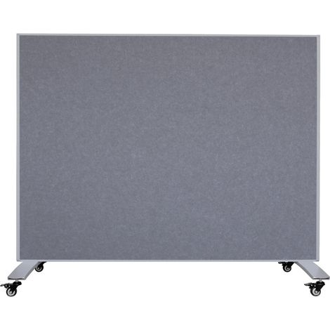 Cloison mobile - Panneau acoustique / tableau blanc - 160x120 cm - Gris / Blanc