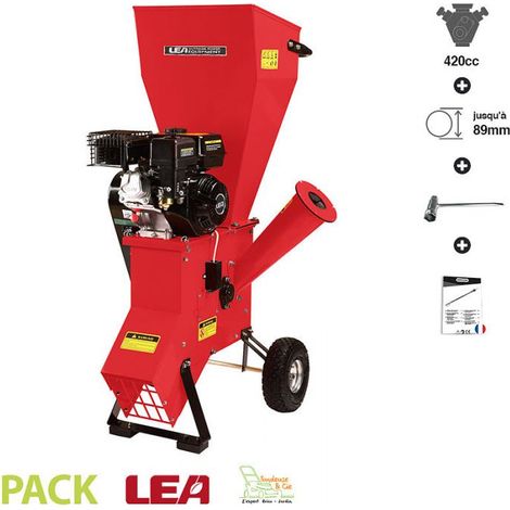 Broyeur de végétaux thermique 420cc – Moteur Loncin 8,2 kW – Diamètre de coupe 89 mm – Vitesse 2000 tr/min – 2 lames de coupe – LEA (1/5)
