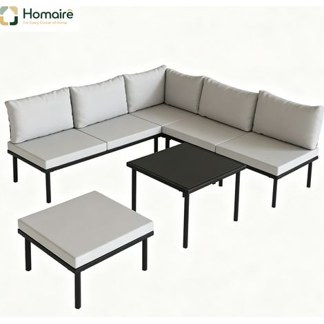 Canapé modulable en gris clair clair et métal gris dimensions 200 x 90 x 80 cm HOMAIRE (1/5)