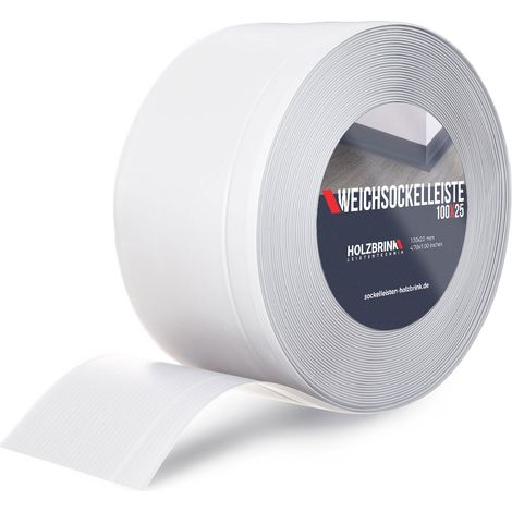 Plinthe souple autoadhésive blanche 18x18mm – 20 m – PVC résistant à l'humidité – Pour jonction plan de travail et salle de bain – Holzbrink