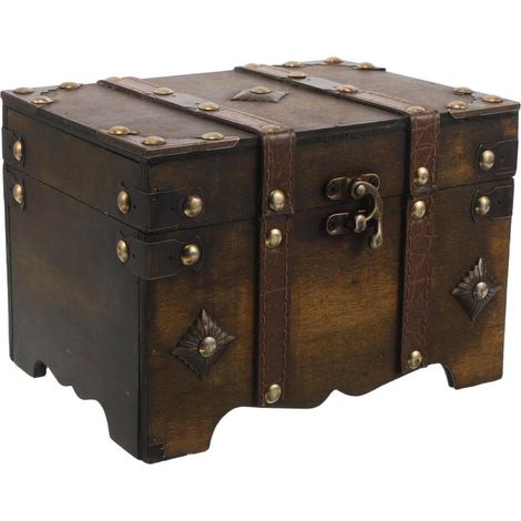 Vintage Wooden Jewelry Box with Metal Lock, Sturdy Design and Dust Protection, Home Decor for Storing Precious Items (1/5)