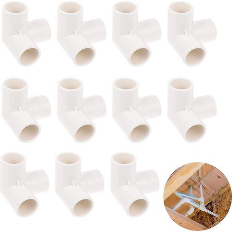 3-Wege-PVC-Fittings, 20 mm Innendurchmesser, 3-Wege-Winkel, Verbinder für Gartenschläuche (11 Stück, weiß) (1/5)