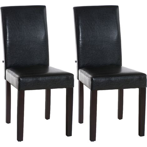 Set di 2 sedie da pranzo dal design moderno in PVC marrone con gambe in legno marrone 100001543