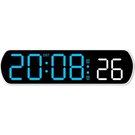 Reloj despertador digital con pantalla LED, temporizador de cuenta regresiva, indicador de temperatura y brillo ajustable. (1/4)