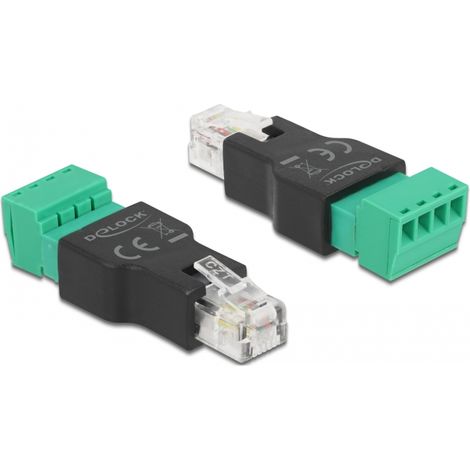 Adapter RJ-11/14 Stecker zu Terminalblock 4 Pin 2-teilig Delock