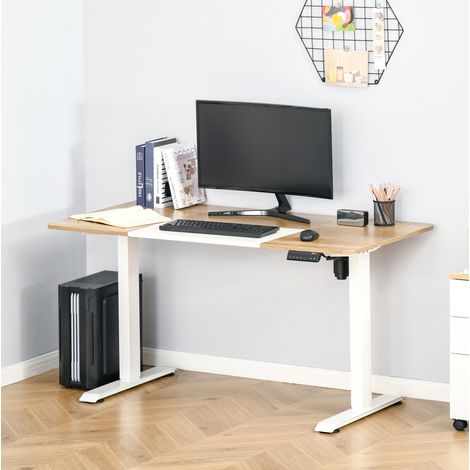 MEUBLIV Escritorio eléctrico 140x70 cm blanco – altura regulable y gestión de cables (1/5)