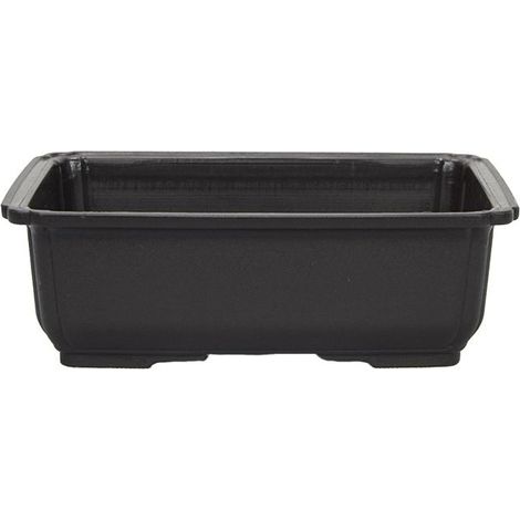 Vaso Giapponese rettangolare in plastica marrone per bonsai 24x17x7,5 cm - PG6