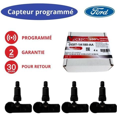 4x Sensori TPMS Ford USA 315 MHz preprogrammati - Valvola cerchio per C‑Max, Fiesta, Focus, Fusion, Edge, Mustang