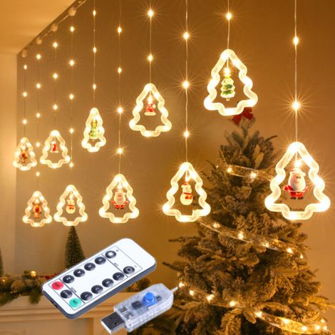 Guirlande lumineuse féerique de noël à LED, arbre étoilé, bonhomme de neige, père noël, décorations pour fête intérieure et extérieure, mariage, vacances (1/4)