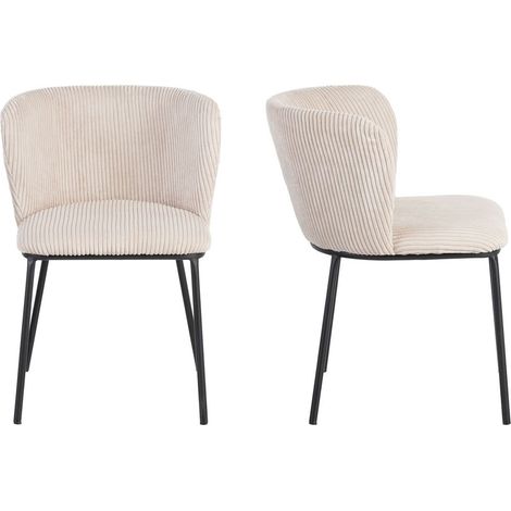 Lot de 2 chaises en velours côtelé beige - Toma (1/5)