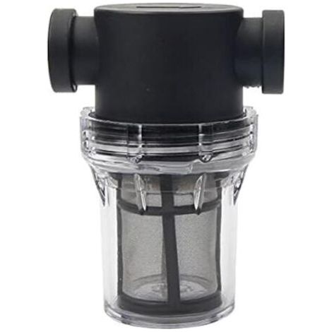 Rohrleitungs-3/4"-Wasserpumpenfilter mit 100-Mesh-Edelstahlsieb, Inline-Siebfilter für die Gartenbewässerung (Schwarz)