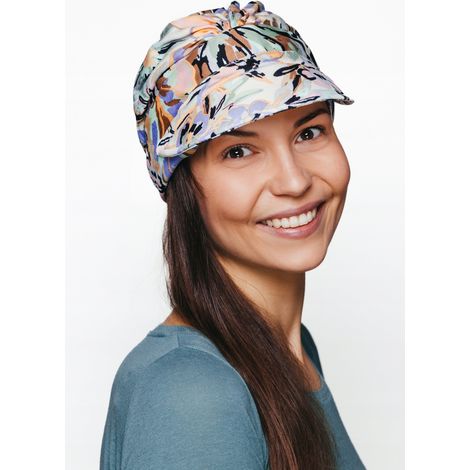 Turban Tess pour femme avec visière 434, foulard à volants, également adapté à une utilisation après chimiothérapie