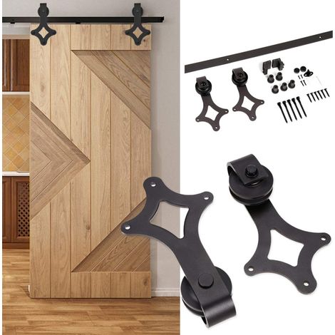 SWANEW Rail Porte Coulissante Système de Porte Coulissante Ensemble d'accessoires pour Rail en bois Verre 150kg 200CM (1/5)