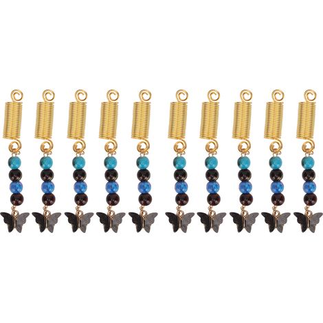 5 pièces Accessoires cheveux DIY perles ressort papillon jaune métal tresses ornement coiffure 5 (1/5)