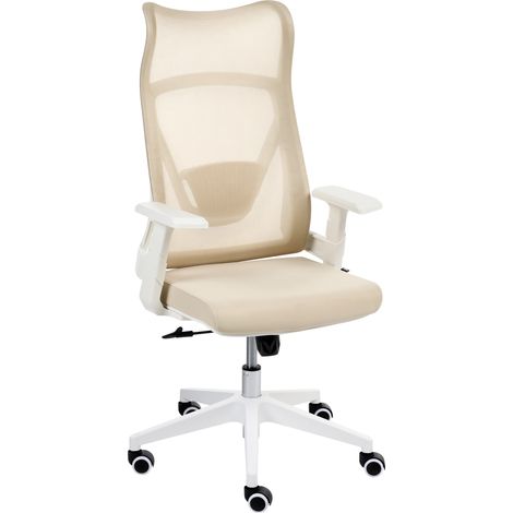 Silla de oficina moderna base giratoria altura ajustable reposabrazos de malla oficina en casa beige Bard (1/5)