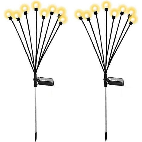 Solar-Gartenleuchten, 2er-Set, 8 LEDs mit Glühwürmchen-Effekt, wasserdicht, warmweiß, oszillierender Lichteffekt. (1/5)