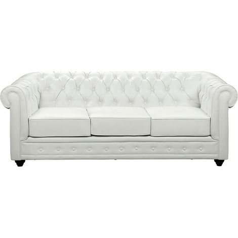 Divano 3 posti e 2 poltrone CHESTERFIELD in similpelle Bianco (1/4)