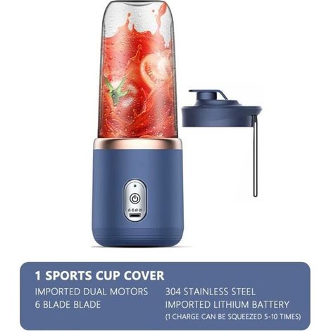 Machine à jus,Presse-fruits Portable automatique à 6 lames, chargeur USB, fournitures de cuisine (1/4)