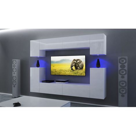 Ensemble meuble TV NEXT43 AN43-17W-HG26-1A blanc brillant 240 cm (1/2)