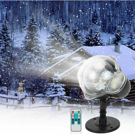 Chute de neige LED Lumière Projecteur,Lumières avec Télécommande Rotative Paysage Étanche Flocon De Neige Éclairage Décoratif pour Parti (1/5)