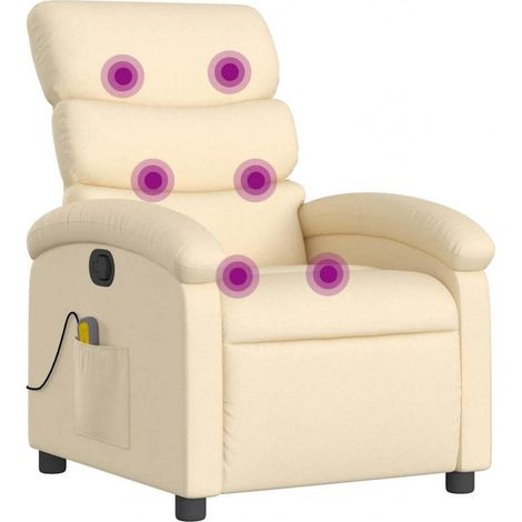 Fauteuil relax massant inclinable tissu crème (1/5)