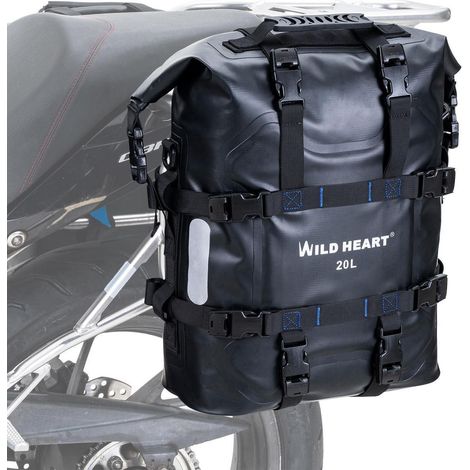 Motorrad Seitentasche 20L wasserdicht IPX6 mit Edelstahl-Verschlüssen und reflektierendem Zeichen (1/5)