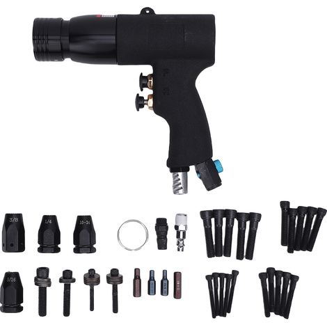 Pistolet à écrou à rivets pneumatique, Kit d'air 400 tr/min avec tête 1/4 pouces 5/16 pouces 3/8 pouces 10/24 pouces pour M8 à M10 (1/5)