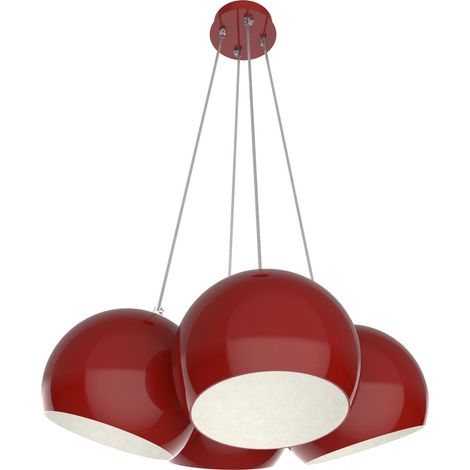 LUMICOM JOE Sospensione, 4X E27, max 42W, metallo, rosso lucido bianco, D.25cm (1/4)