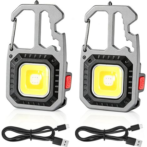 Lot de 2 mini lampes de travail LED portables COB 7 modes 800 lumens Lampes d'inspection rechargeables avec décapsuleur Pour camping,randonnée,réparation [Energy Class F] (1/5)