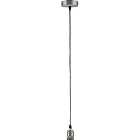 Paulmann 50322 Lampadario a Sospensione Vintage con Portalampada E27, Grigio/Nichel, Spazzolato (1/5)