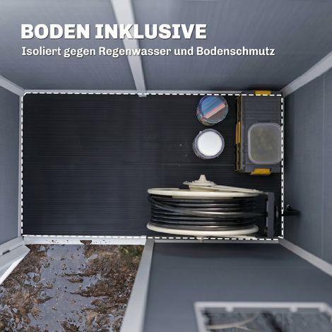 Abri de jardin plastique 1,14m² 151x92x193cm Remise outil toit plat avec sol fenêtre Gris (1/5)