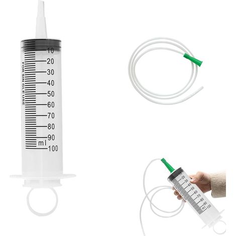 100ml Plastique Seringue, Avec Tuyau, Grande Seringue, Pour Laboratoires Scientifiques, Mesure De Liquide, Arrosage De Jardin, Industrie (Sans Aiguille) (1/5)