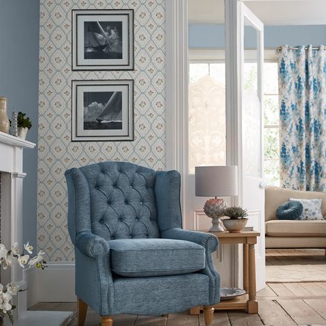 Papier peint intissé Laura Ashley Pinford Trellis Pale Seaspray 1005 x 52cm Multicolore (1/4)