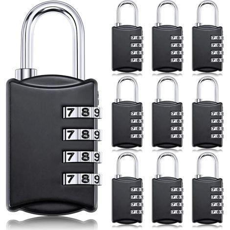 10er-Pack wasserdichte 4-stellige Zahlenschlösser – Klein und robust – Für Gepäck, Spinde, Werkzeugkästen und den Außenbereich (1/5)