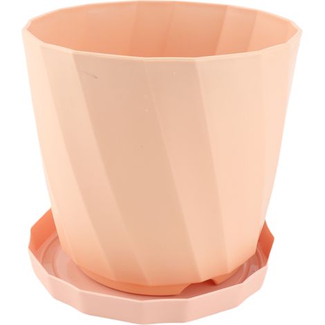 Pot en plastique créatif minimaliste imitation porcelaine, rond et épais, grand format, en résine PP, style Athènes – rose cerise, grand modèle avec plateau