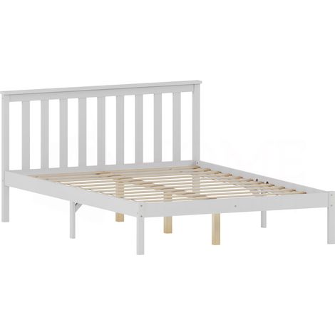 Milan 4ft6 Double Solid Pine Wood Bed Frame, Low Foot End, 135 x 190 cm, White