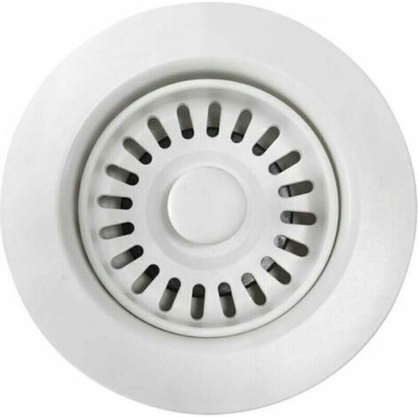 Bonde d'Évier de Cuisine en Polymère Blanc avec Filtre à Panier Amovible, Pour Ouvertures de Vidange de 4.5 cm.