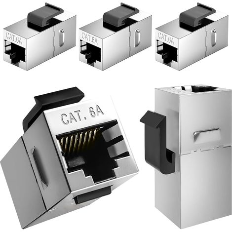 Lot De 5 Modules De Coupleur Rj45 10 Gbps Cat6A Keystone Pour Rallonge Câble Ethernet, Prise Vers Femelle, Ethernet Coupleur Réseau, Réduction Des Interférences Emi/Rfi (1/5)