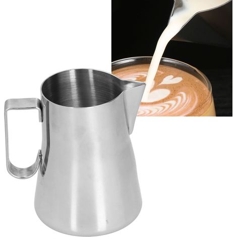 Tasse à latte art en acier inoxydable avec bec verseur, tasse à café élégante, cafetière à latte art, bec long, 600 ml, acier inoxydable. (1/5)