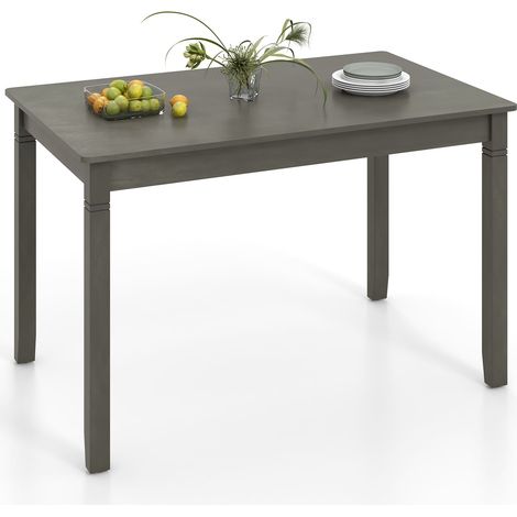 COSTWAY Wooden Dining Table for 4 People 122cm Rectangular Kitchen Table-Gray (1/5)