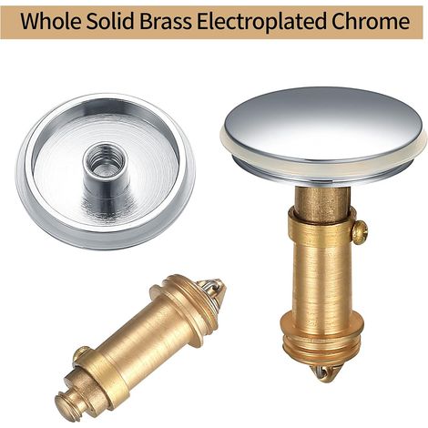 Bonde à grande surface ronde en laiton Bonde à petite surface ronde en laiton Bonde à abattant, évier à abattant 38mm, bonde à abattant anti-colmatage, abattant de baignoire, cache-bouton d'évier, deu (1/3)