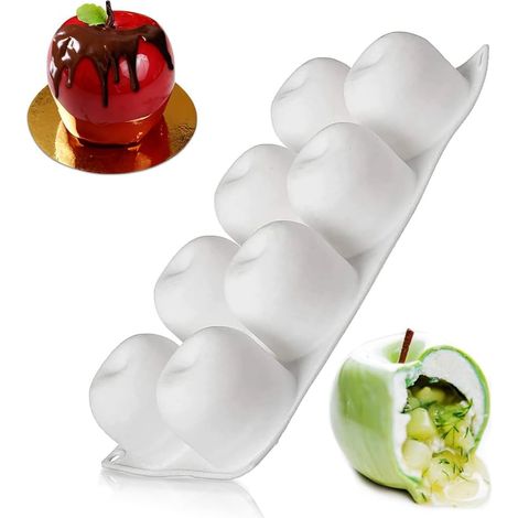 Moule en Silicone 3D Forme de Pomme, à Gâteau avec 8 Cavités, pour la Préparation Bombe Chocolat Chaud, Gâteaux, Gelée, Mousse Coupe - (1/5)