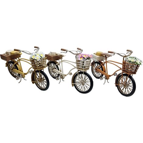Deko Fahrräder aus Metall mit Blumen bunt 23 cm 3er Set (1/5)
