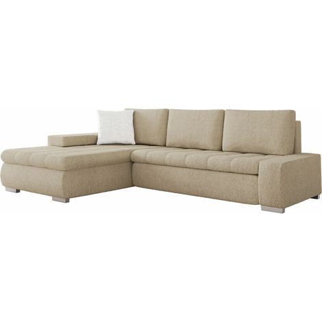 Sofá rinconero Comfivo Nitor IV, Boucle Baloo 2074 + Boucle Baloo 2073, Función de descanso, Almacenaje, 265x185x85cm, 0 (1/5)