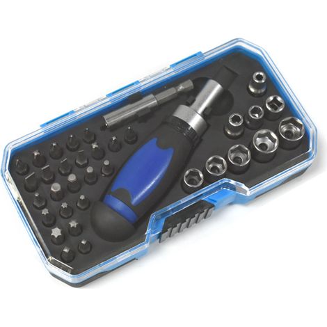 Kit Tournevis Multifonction avec Embouts, Douilles et Clé à Cliquet, Ensemble Manuel Complet pour Bricolage et Réparations Domestiques
