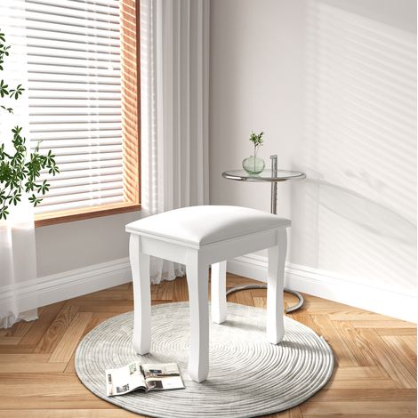 Tabouret de coiffeuse carré rembourré, 43 x 33 x 45 cm, blanc HAVRYA (1/5)