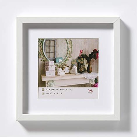 walther design bianca 30 x 30 cm con passe-partout, cornice in legno Stoccolma EA339W (1/4)