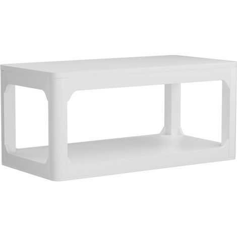 Tavolino da caffè bianco 100 cm con doppio ripiano, MDF, 100 x 50 x 44,5 cm (1/5)